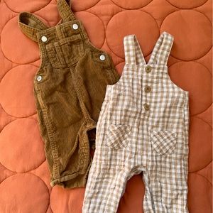 Baby Overalls set of two Cord and Gingham 0-3 months